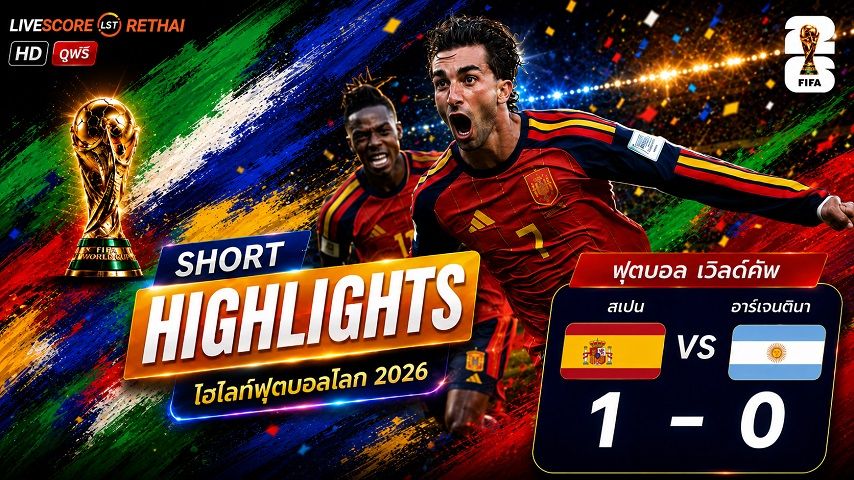 ไฮไลท์ฟุตบอล ฟุตบอลโลก 2026 วันที่ 20 ก.ค. 2569 : สเปน 1-0 อาร์เจนติน่า